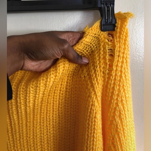 Women’s Off the Shoulder Yellow Sweater - Picture 4 of 9